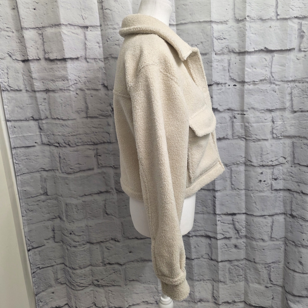Abercrombie & Fitch Cream Sherpa Teddy Jacket Size Small - Picture 8 of 16